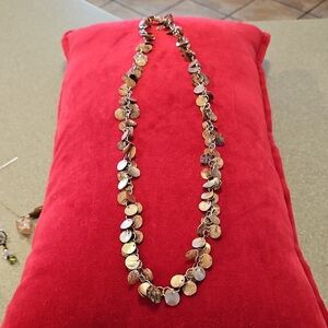 Chic Bronze and Silver Disc Necklace